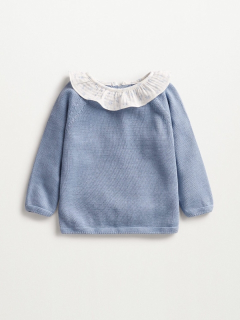 

Mango Kids Infant Girls Blue Pure Cotton Solid Pullover