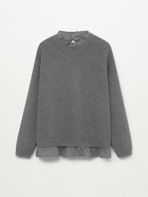 

Mango Kids Girls Charcoal Grey Solid Pullover