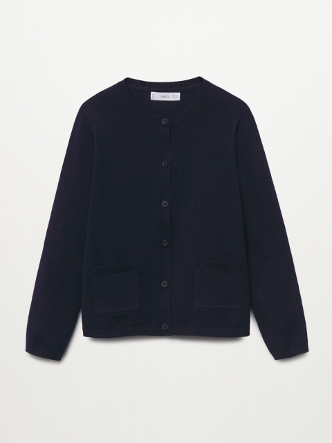 

Mango Kids Girls Navy Blue Solid Cardigan