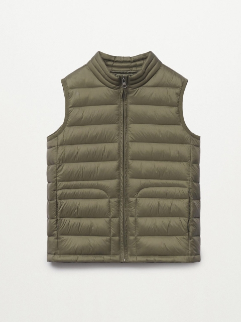 

Mango Kids Boys Olive Green Solid Puffer Jacket