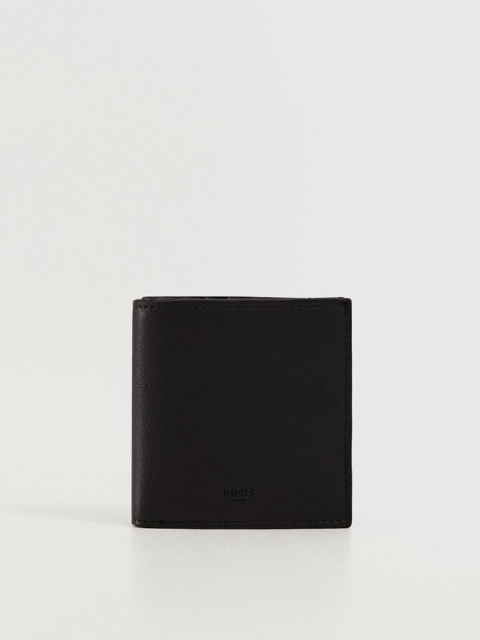 

MANGO MAN Men Black Solid Two Fold Wallet