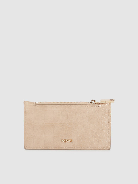 

MANGO Women Beige Croc Textured Card Holder