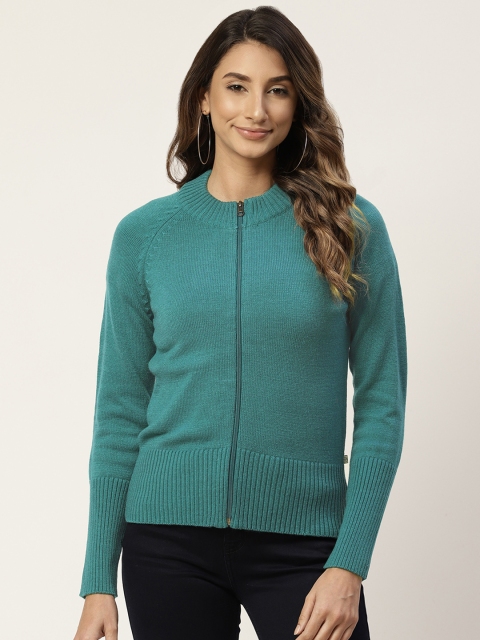 

Madame Women Blue Solid Front-Open Sweater