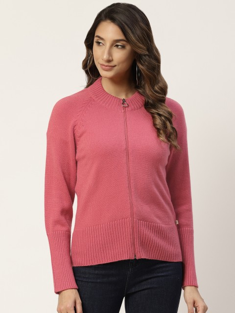 

Madame Women Pink Solid Front-Open Sweater
