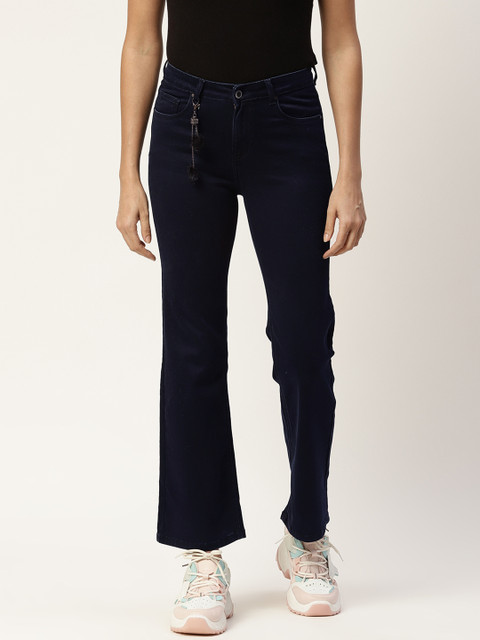 

Madame Women Navy Blue Flared Stretchable Jeans