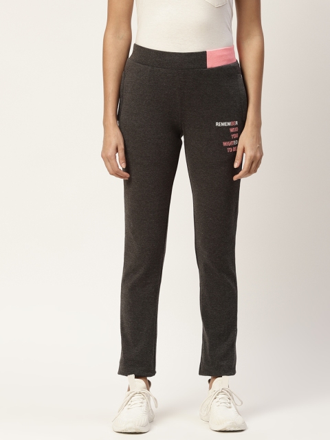 

Madame Women Charcoal Grey Printed Regular Fit Track Pants