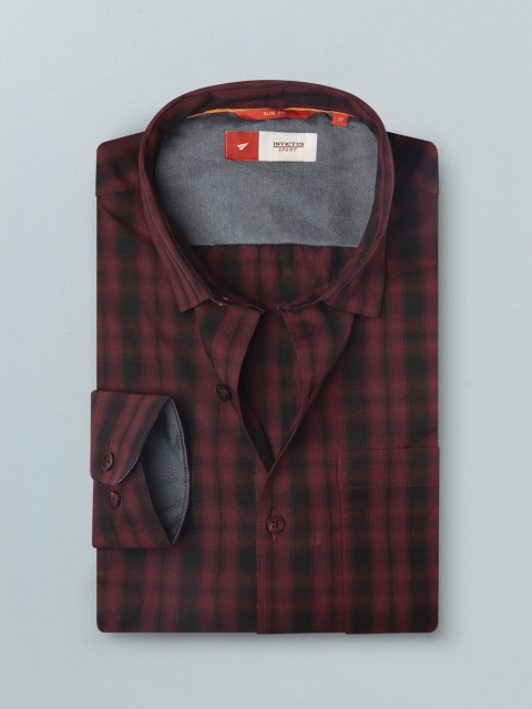 

INVICTUS Men Maroon Regular Fit Tartan Checks Opaque Casual Shirt