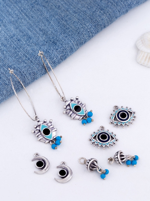 

Studio Voylla Silver-Plated & Blue Contemporary Drop Earrings