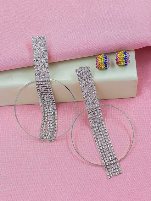 

Bellofox Silver-Toned Contemporary Drop Earrings