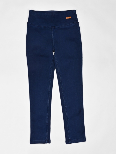 

ZOLA Girls Blue Solid Skinny-Fit Cotton Jeggings