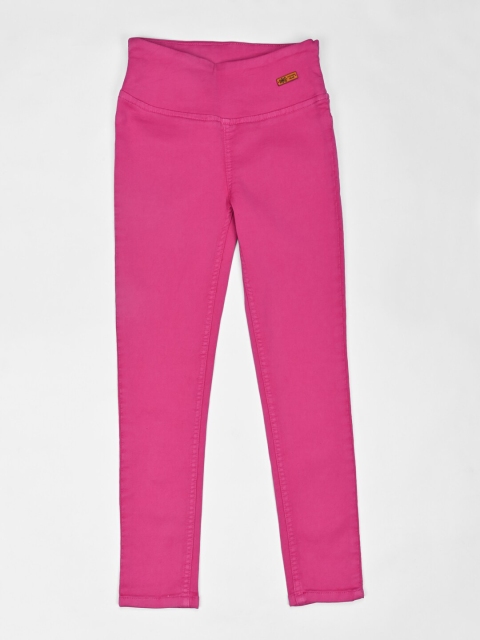 

ZOLA Girls Magenta Solid Skinny-Fit Cotton Jeggings