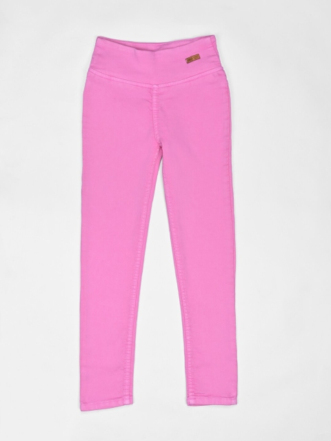 

ZOLA Girls Pink Solid Skinny-Fit Cotton Jeggings