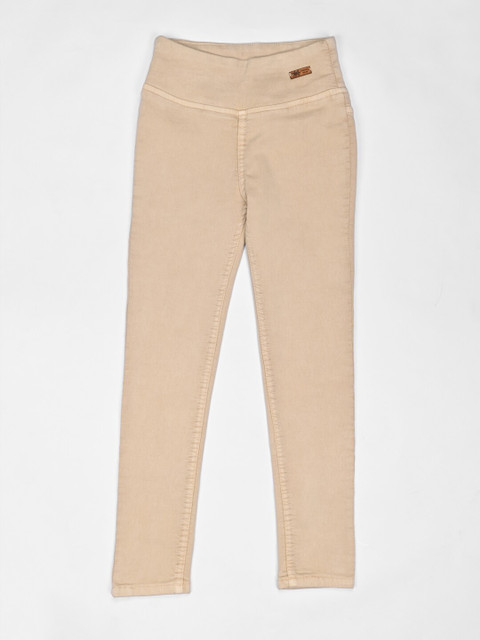 

ZOLA Girls Beige Solid Skinny-Fit Cotton Jeggings