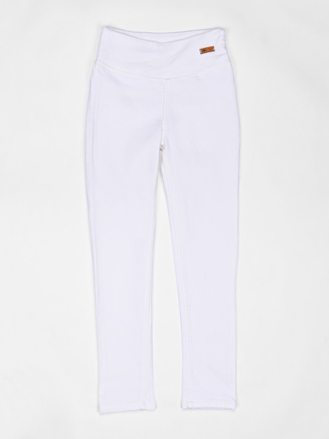 

ZOLA Girls White Solid Skinny-Fit Cotton Jeggings