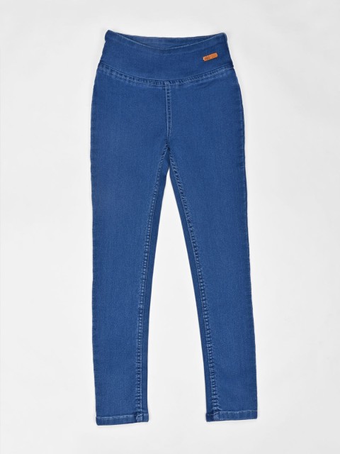 

ZOLA Girls Blue Solid Skinny-Fit Cotton Jeggings
