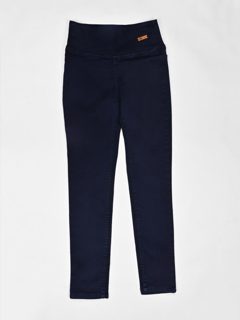 

ZOLA Girls Navy Blue Denim Solid Skinny-Fit Jeggings