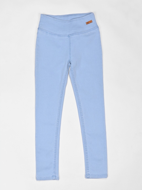 

ZOLA Girls Blue Solid Skinny-Fit Cotton Jeggings