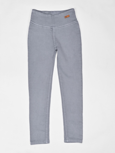 

ZOLA Girls Grey Solid Skinny-Fit Cotton Jeggings
