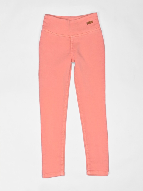 

ZOLA Girls Peach Solid Denim Skinny-Fit Jeggings