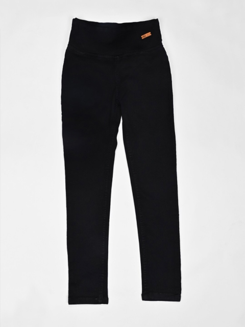 

ZOLA Girls Black Solid Skinny-Fit Cotton Jeggings
