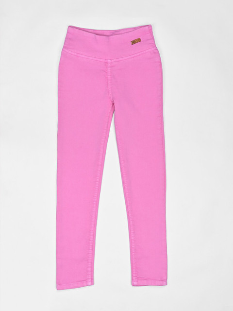 

ZOLA Girls Pink Solid Skinny-Fit Cotton Jeggings