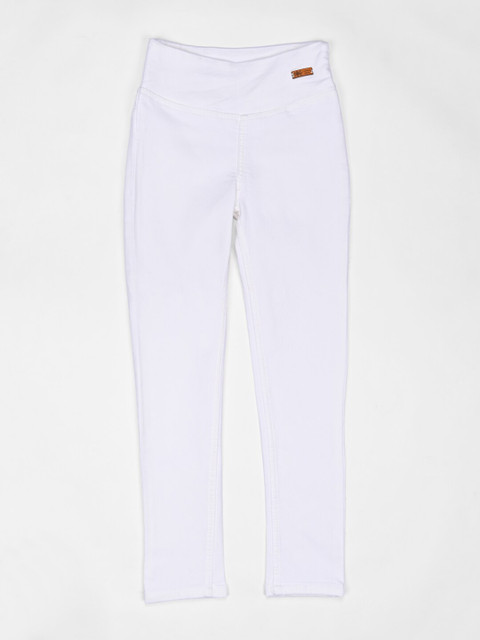 

ZOLA Girls White Solid Skinny Fit Cotton Jeggings