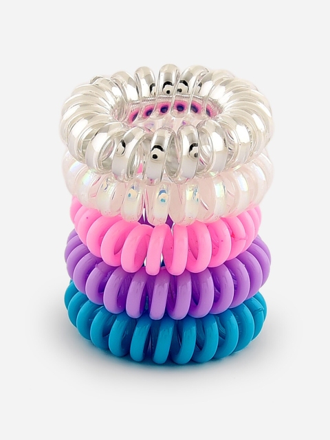 

Toniq Kids Girls Blue & Pink Set of 5 Spiral Ponytail Holders