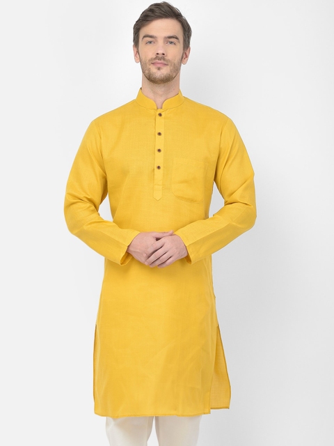 

SG LEMAN Men Yellow Cotton Straight Kurta