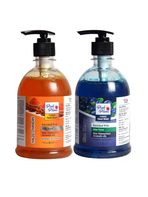 

Pink Plums Pack of 2 Haldi Chandan Blue Berry Hand Wash 500 ml, Multi