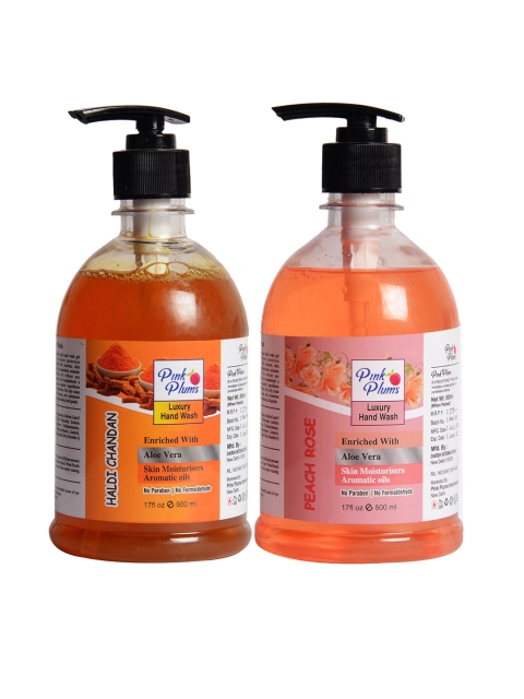 

Pink Plums Pack of 2 Peach Rose & Haldi Chandan Handwash-500ml Each, Multi