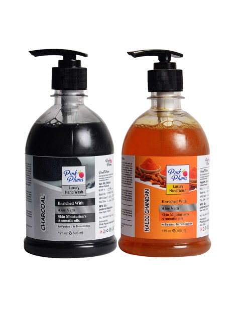 

Pink Plums Pack of 2 Charcoal Haldi Chandan Hand Wash 500 ml, Multi