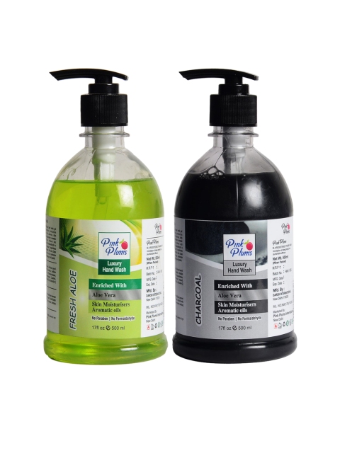

Pink Plums Unisex Pack of 2 Aloevera Charcoal Handwash 500ml, Multi