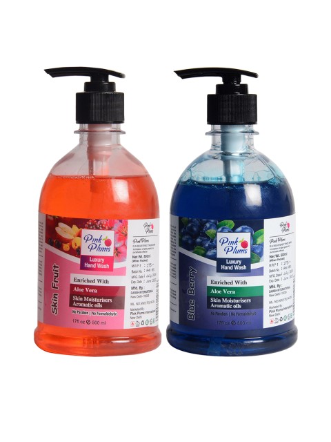 

Pink Plums Pack of 2 Handwash Enriched with Aloe Vera Skin Moisturisers & Aromatic Oils, Blue