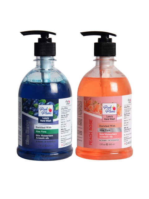 

Pink Plums Pack of 2 Blue Berry & Peach Rose Handwash-500ml Each, Multi