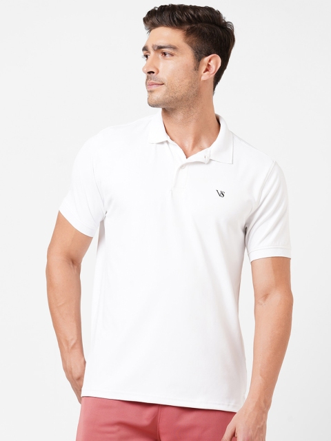 

VS Men White Polo Collar Dri-FIT T-shirt