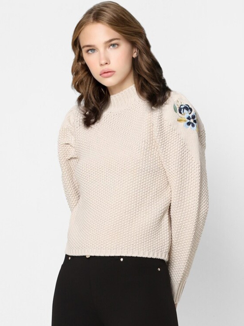 

ONLY Women Beige & Blue Pullover