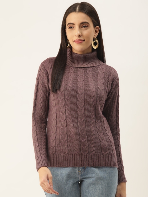 

BROOWL Women Rust Brown Wool Pullover