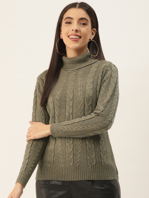 

BROOWL Women Green Wool Pullover
