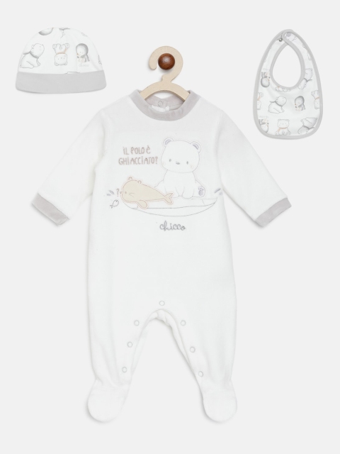 

Chicco Infants Kids Bronze-Coloured & White Printed Pure Cotton Baby Apparel Set