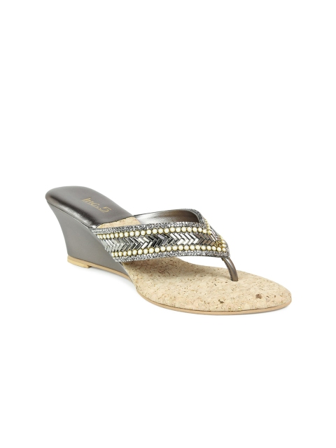 

Inc 5 Grey Embellished Ethnic Wedge Sandals