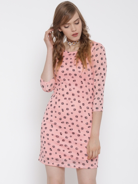

Honey by Pantaloons Women Peach-Coloured Printed Sheath Dress