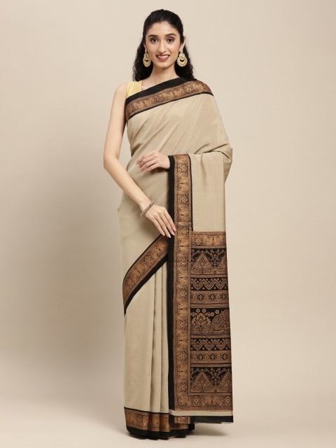

SANGAM PRINTS Beige Silk Blend Saree