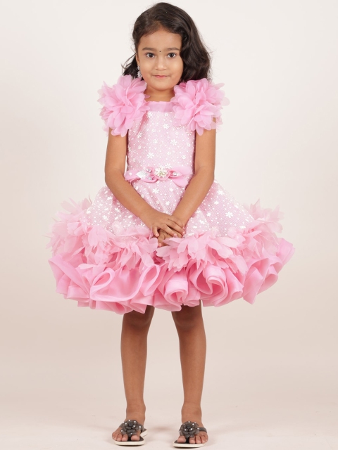 

Pothys Pink Floral Net Dress