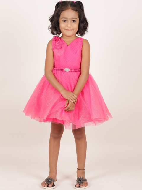 

Pothys Pink Embellished Net Peplum Dress