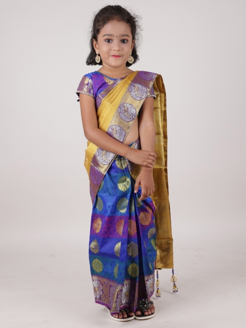 

Pothys Gold-Toned & Blue Woven Design Zari Art Silk Saree