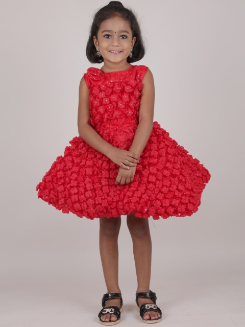 

Pothys Red Net A-Line Dress