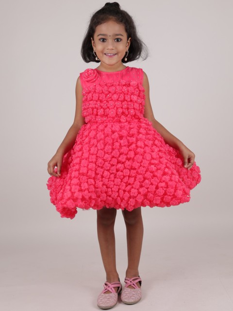

Pothys Pink Floral Net Short Frock
