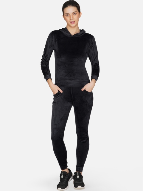 

NEU LOOK FASHION Women Black Solid Velvet Tracksuit