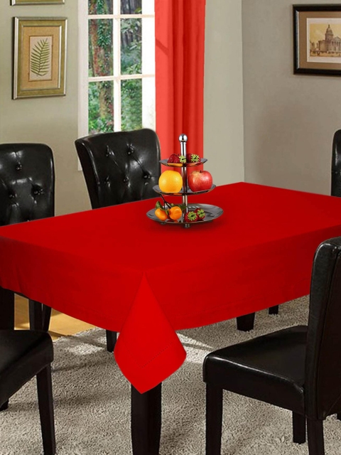 

Lushomes Red Solid Cotton 4-Seater Table Cover