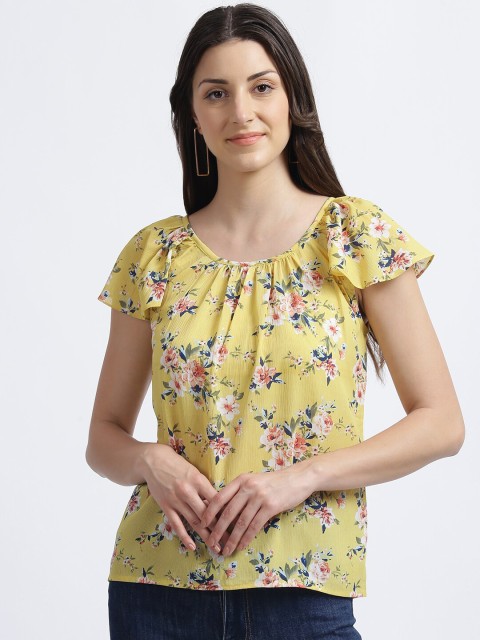 

Zink London Yellow Floral Regular Top